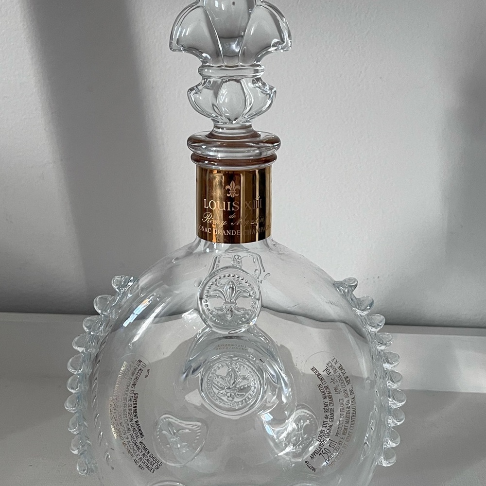 Baccarat Clear Crystal Decanter with Gold Neck